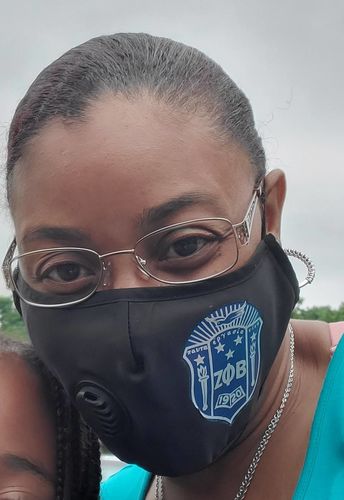 Customer photo review of Zeta Phi Beta Respirator Face Mask