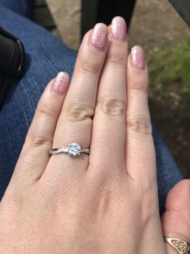 Customer photo review of Round Moissanite Infinity Petite Twisted Vine Engagement Ring