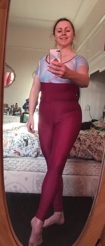 Customer photo review of Men's Po Delta Dance Tights - Plum
