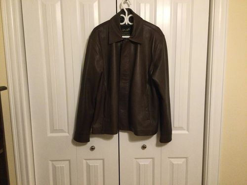 Customer photo review of Plain black classic leather jacket with collars