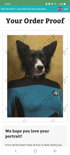 Customer photo review of Star Trek Science Officer - Custom Pet Portrait
