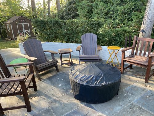 Customer photo review of DuraWeather Poly® King Size Folding Adirondack Chair - Exclusive Wood Grain Poly-resin