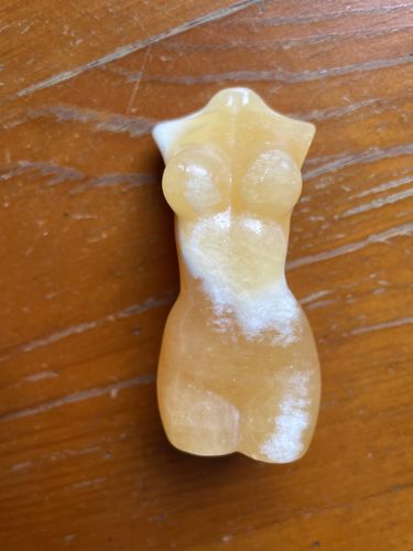 Customer photo review of Yellow Calcite Goddess Body Carving
