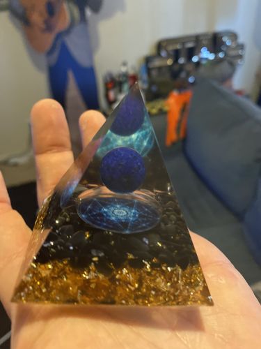 Customer photo review of Orgonite Energy Pyramid with Lapis Lazuli Sphere