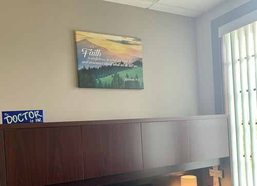 Customer photo review of Hebrew 11:1 NIV Faith is Confidence Wall Art Canvas Print