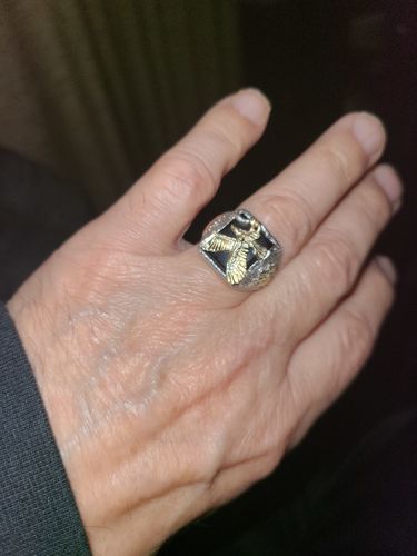 Patrick W. review of Men's Sterling Silver Black Hills Gold Onyx Eagle Ring V image 1 out of 1