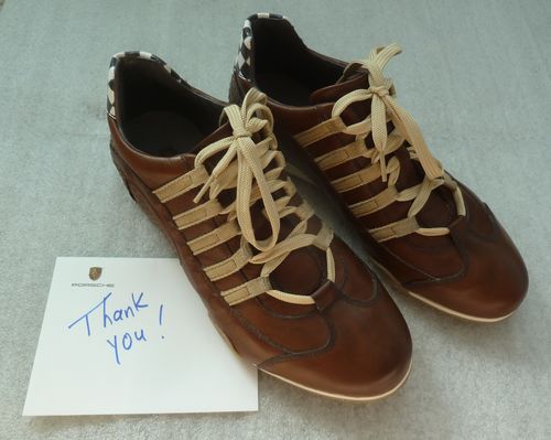 Customer photo review of Men's Racing Sneaker in Cognac (Brown and Sand)