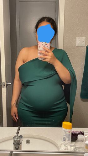 Customer photo review of Sexy Solid Split Joint Asymmetrical Oblique Collar A Line Dresses