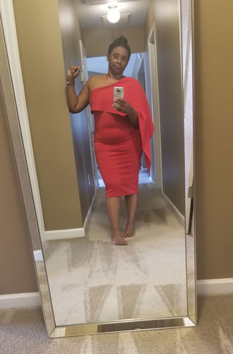 Customer photo review of Sexy Solid Split Joint Asymmetrical Oblique Collar A Line Dresses
