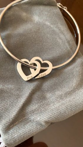 Customer photo review of LOANYA Bangle With Heart Charms And Personal Engraving