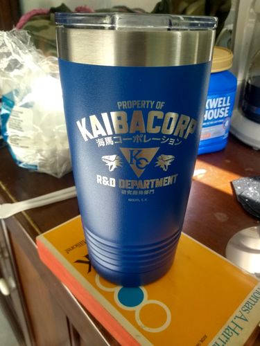 Customer photo review of Kaiba Corp R&D Dept. - Laser Etched Drinkware