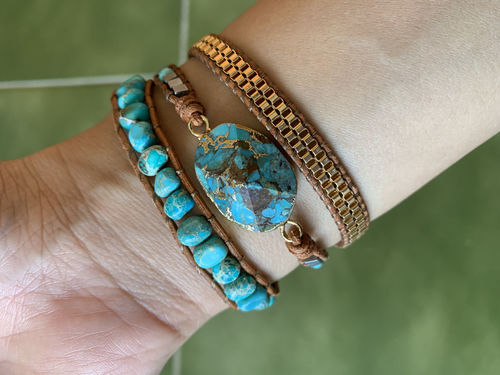 Customer photo review of Turquoise Calming Energy Wrap Bracelet