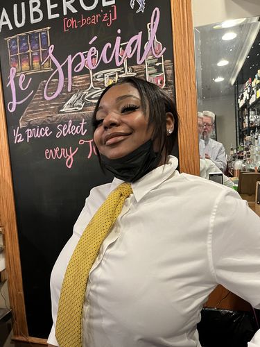 Customer photo review of Butter-Black-White Dots Checkered Tie