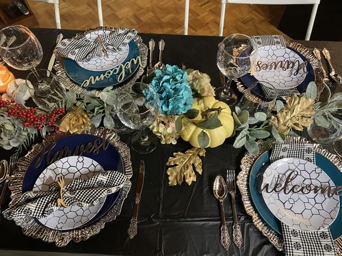 Customer photo review of Round White • Silver Pattern Plastic Plates | 10 Pack