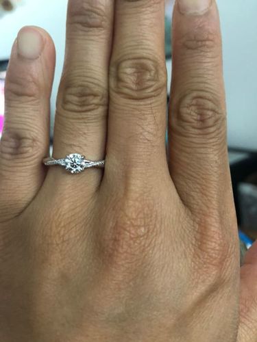 Customer photo review of Round Moissanite Infinity Petite Twisted Vine Engagement Ring