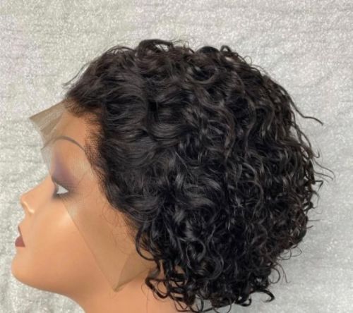 Customer photo review of Short Pixie Curly Lace Wig