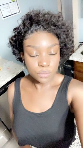 Customer photo review of Short Pixie Curly Lace Wig