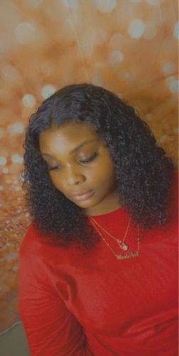 Customer photo review of 13x4 Curly Lace frontal Wig 180% density