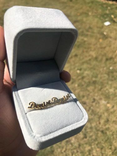 Customer photo review of LOANYA Earrings With Personal Engraving