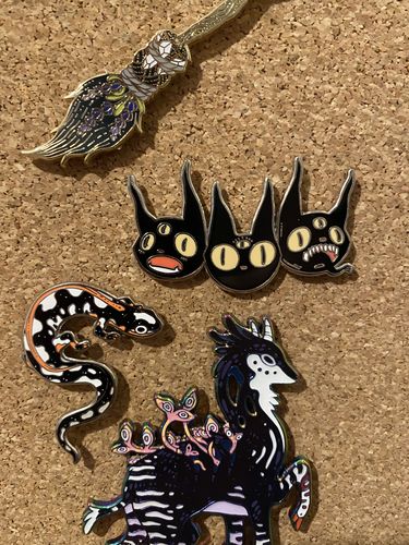 Customer photo review of Three Black Cats, Enamel Pin