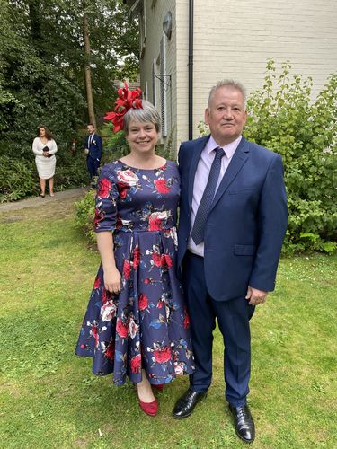 Customer photo review of Liana Midnight Blue Rose Flare Dress