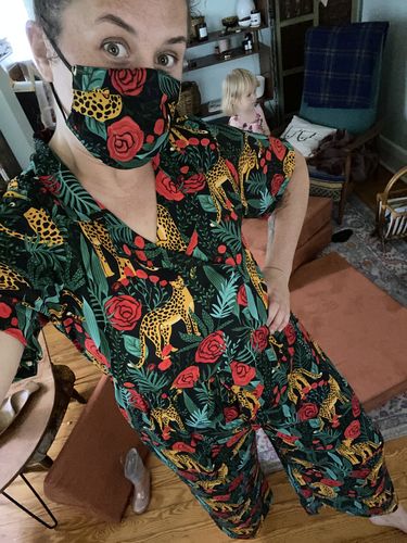 Customer photo review of Jaguar Paradise Black Animal Print Jumpsuit