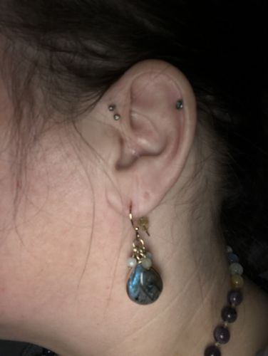 Customer photo review of Healing Labradorite Dangle Earring