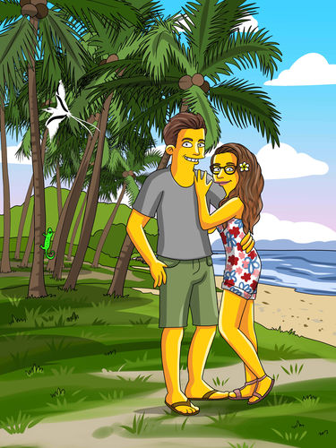 Customer photo review of Caricature cartoon dessinée à la main: portrait personnalisé Simpson