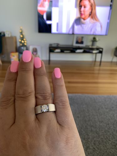 Customer photo review of Fashion Solitaire Round Moissanite Sterling Silver Wedding Ring