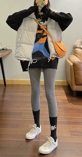 Customer photo review of Drawstring Detail Zip Up Front Down Vest Coat