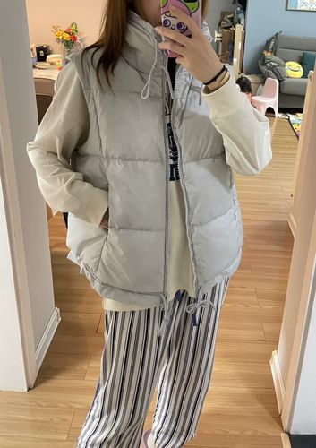 Customer photo review of Drawstring Detail Zip Up Front Down Vest Coat