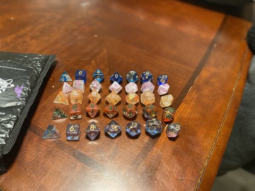 Customer photo review of Mystery Acrylic Dnd Dice