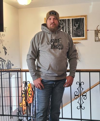 Customer photo review of RISE AND SHED TRIFECTA HOODIE - HEATHER GREY