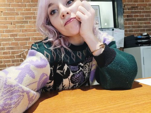 Customer photo review of Drop Shoulder Crew Neck Oversized Crop Sweater