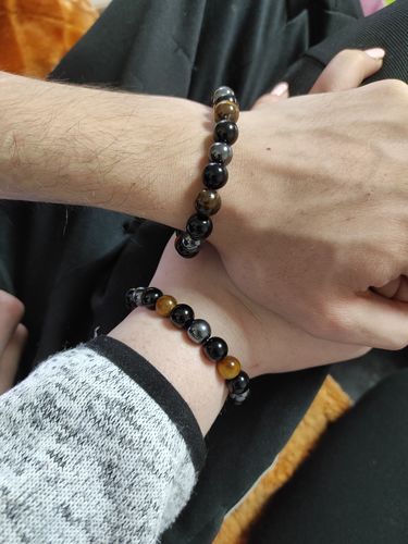 Customer photo review of DREIFACHER SCHÜTZER Tigerauge - Hämatit - Schwarzer Obsidian