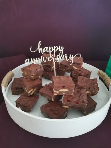 Customer photo review of Personalised Wedding Cake Topper (two colours available)