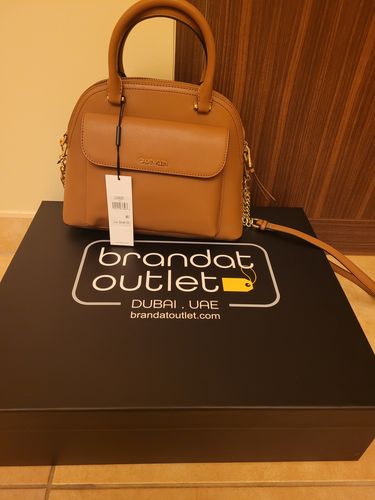 Customer photo review of Calvin Klein Chained Dome Leather Satchel (Caramel/Gold)