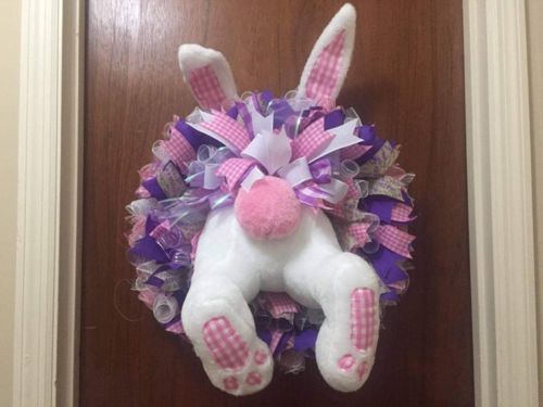 Customer photo review of 2.5"X10Yd Bunny Bold Print On Royal Lt Pink/White RG0164615