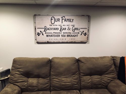 Customer photo review of Backyard Bar & Grill Sign