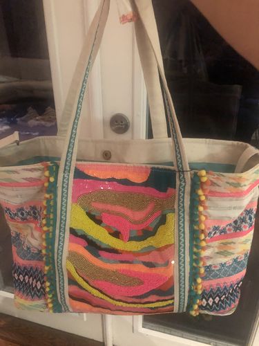 Customer photo review of Daphne Embellished Multi-colored Hand Beaded Tote