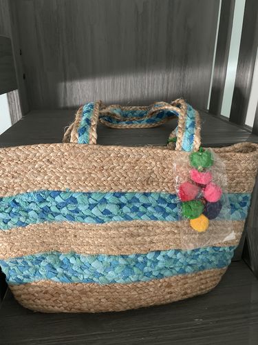 Customer photo review of Natural Jute & Cotton Stripe Shopping Bag