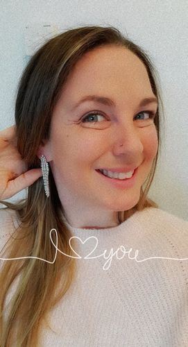 Customer photo review of Sterling Silver Ostrich Feather Earrings