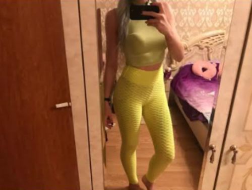 Customer photo review of GYMKARTEL® ANTI-CELLULITE AND PUSH UP LEGGINGS - YELLOW