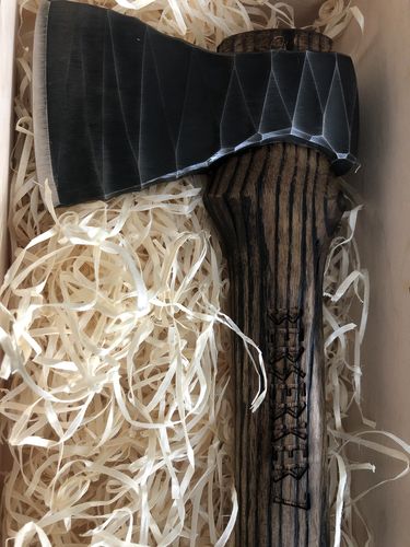 Customer photo review of Gift viking Axe with a wooden box