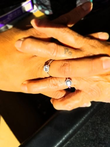 Customer photo review of Moissanite Fashion Flower Sterling Silver Wedding Ring
