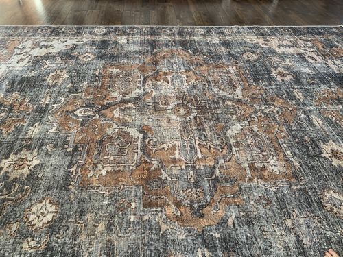 Customer photo review of Distressed Vintage Cezanne Rabbit Gray Inca Gold Area Rug