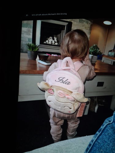 Customer photo review of Personalized Leyadoll Backpack (Strawberry) - 2 Skin Tones