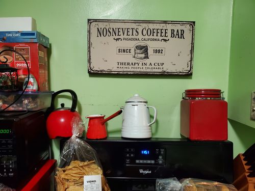 Customer photo review of Therapy In A Cup Coffee Bar Sign