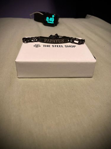 Customer photo review of 7mm Stainless Steel Figaro Link Engravable ID Bracelet