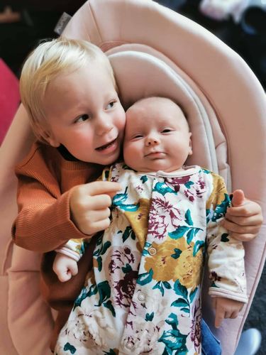 Customer photo review of Nuna Leaf Grow Bouncer with Toybar - Peach